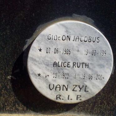 ZYL Gideon Jacobus, van 1926-1991 &amp; Alice Ruth 1922-2004