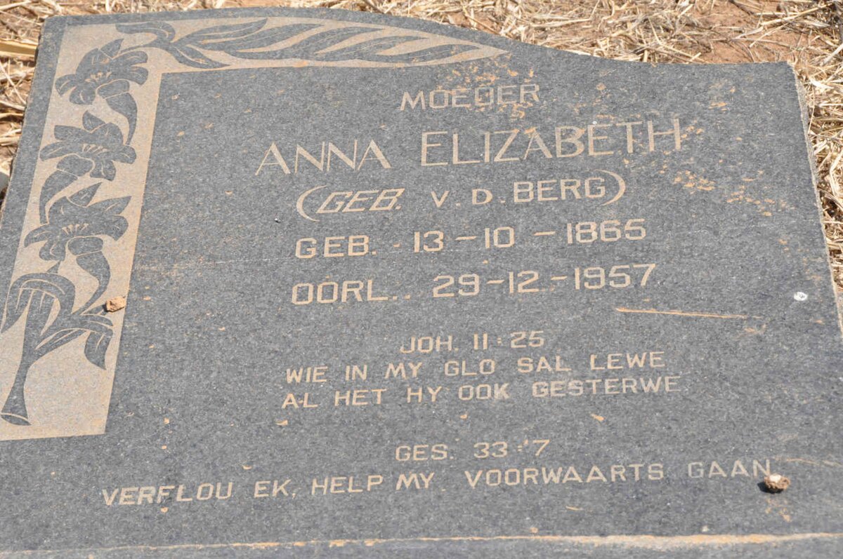 STEYN Johannes Gerhardus 1858-1924 &amp; Anna Elizabeth V.D. BERG 1865-1957