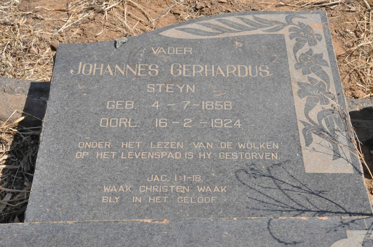 STEYN Johannes Gerhardus 1858-1924 &amp; Anna Elizabeth V.D. BERG 1865-1957
