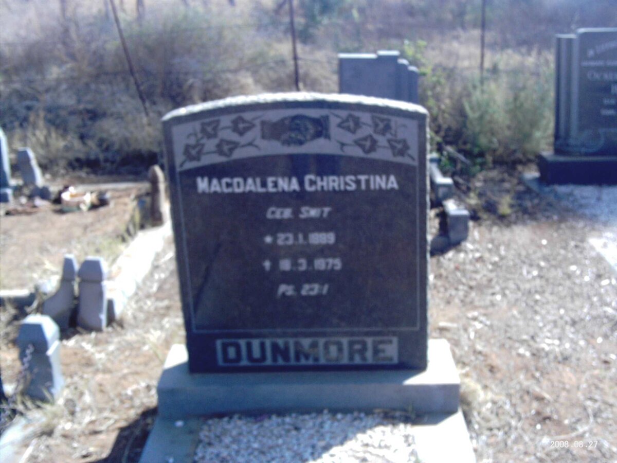 DUNMORE Magdalena Christina nee SMIT 18?9-1975