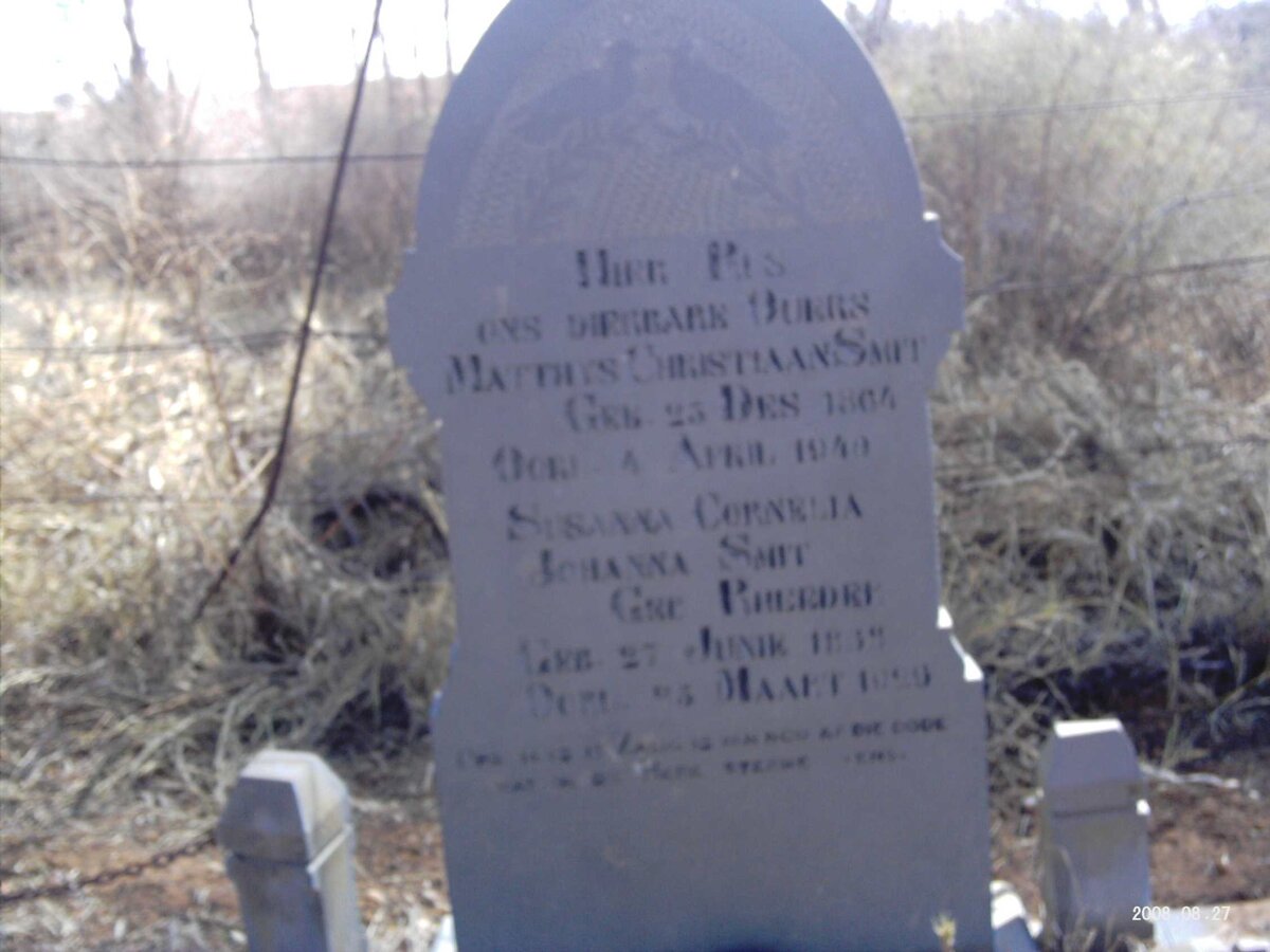 SMIT Matthys Christiaan -1940 &amp; Susanna Cornelia Johanna RHEEDER 18??-1920