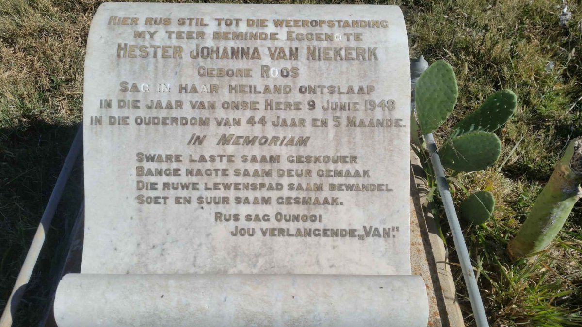 NIEKERK Hester Johanna, van nee ROOS -1948