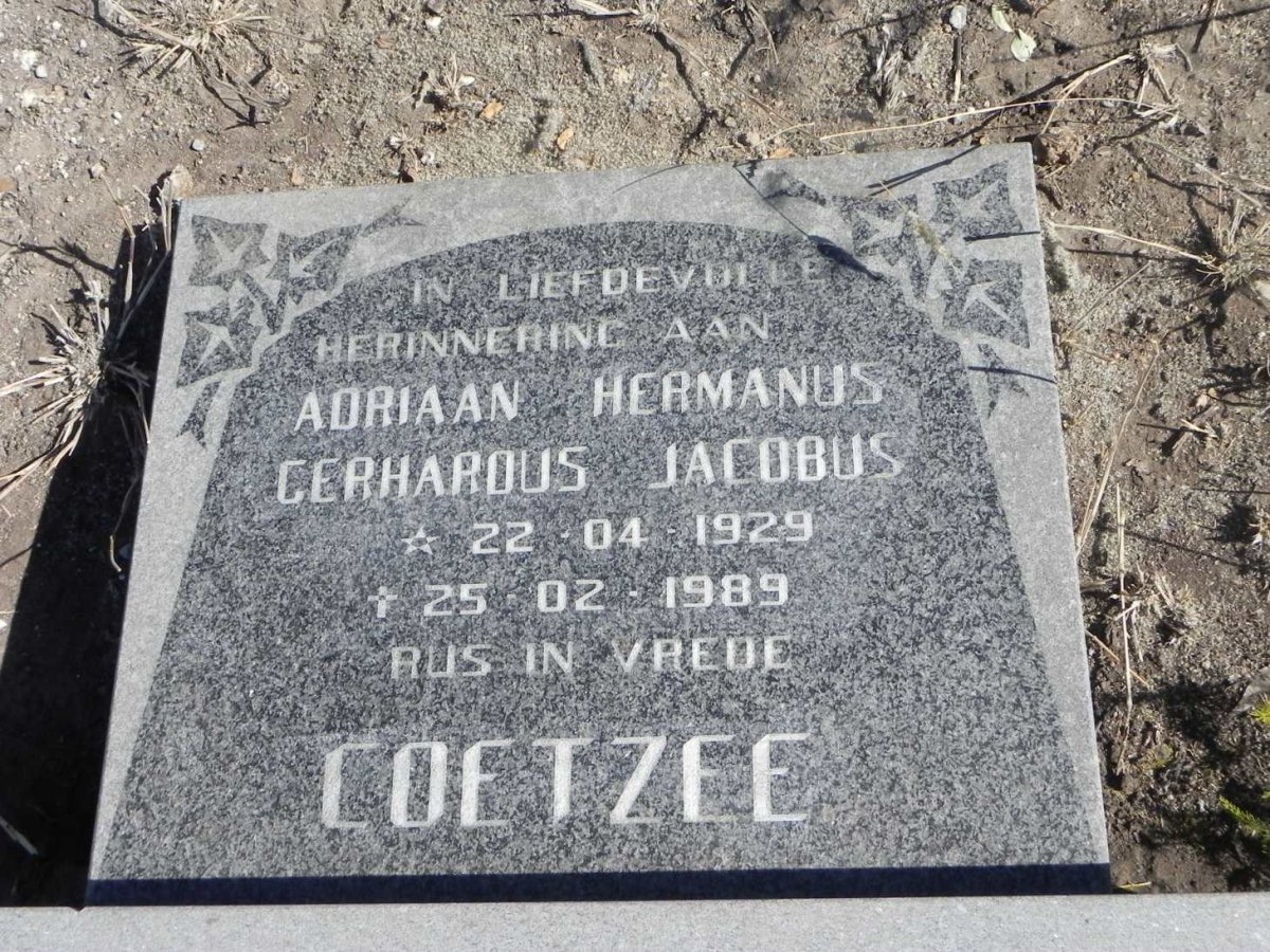 COETZEE Adriaan Hermanus Gerhardus Jacobus 1929-1989