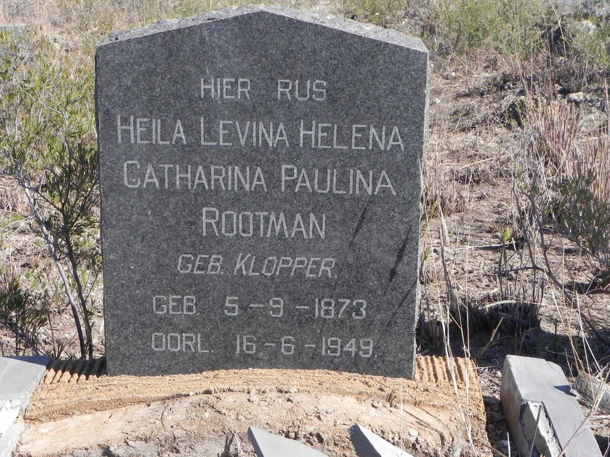 ROOTMAN Heila Levina Helena Catharina Paulina nee KLOPPER 1873-1949