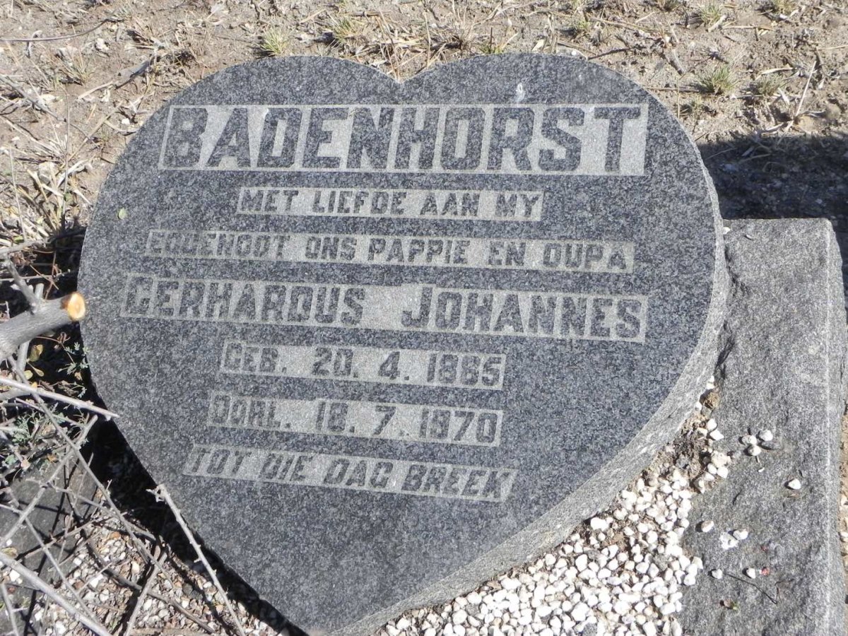 BADENHORST Gerhardus Johannes 1885-1970