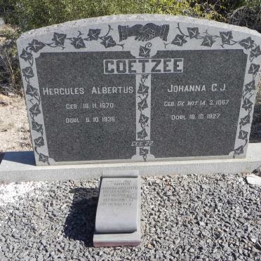 COETZEE Hercules Albertus 1870-1936 &amp; Johanna G.J. DE WIT 1867-1927