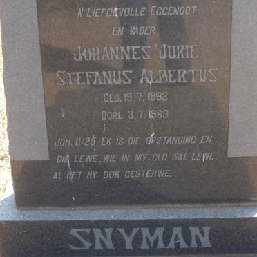 SNYMAN Johannes Jurie Stefanus Albertus 1892-1963
