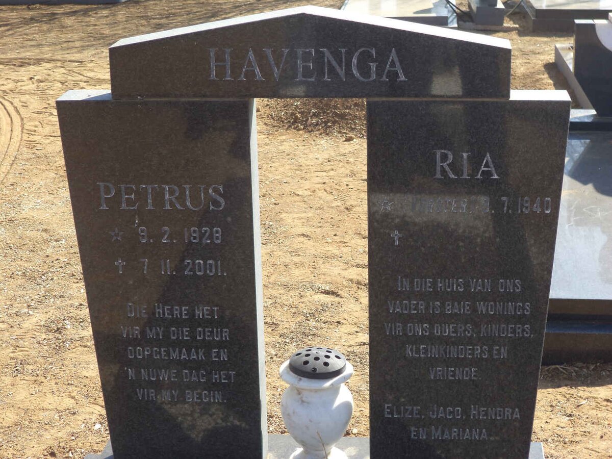 HAVENGA Petrus 1928-2001 &amp; Ria 1940-