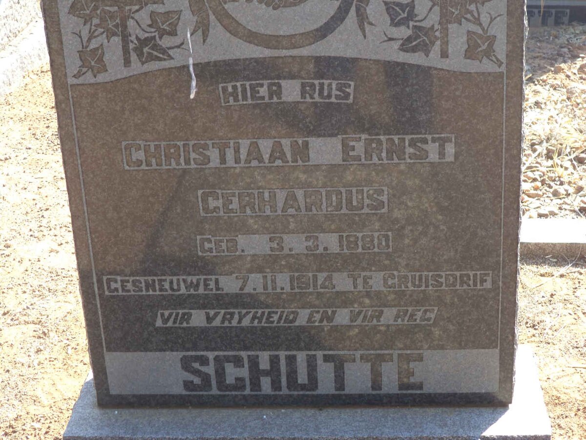 SCHUTTE Christiaan Ernst Gerhardus 1880-1914