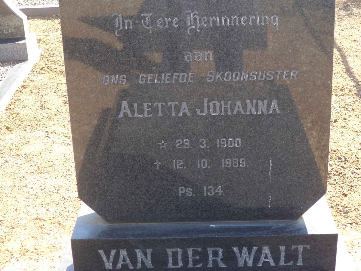 WALT Aletta Johanna, van der 1900-1989