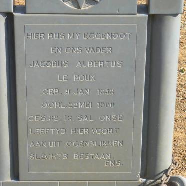 ROUX Jacobus Albertus, le 1858-1900