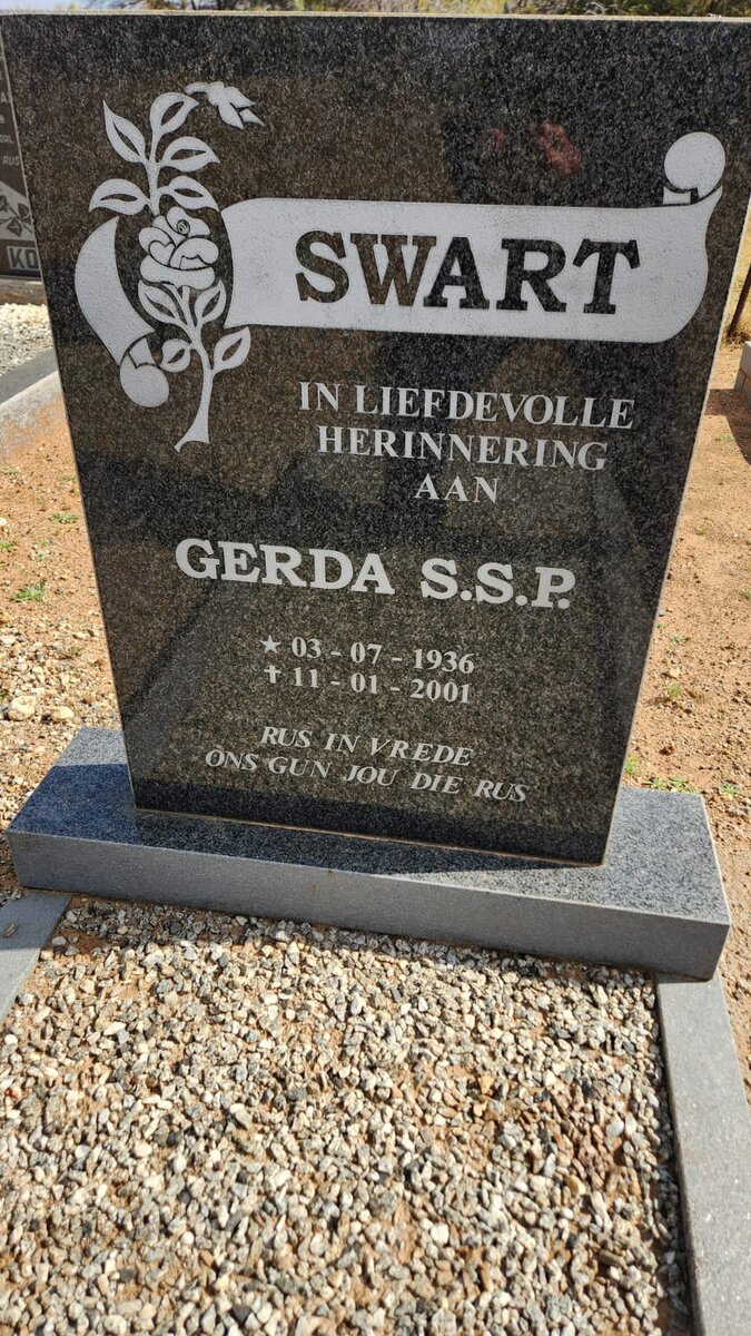 SWART Gertruida Susara Stefanetta Paulina nee KOTZE 1936-2001