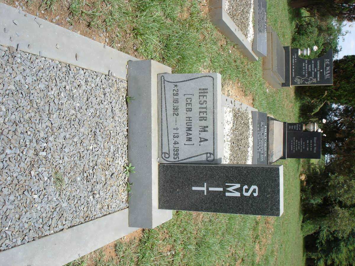 SMIT Hester M.A. nee HUMAN 1912-1995