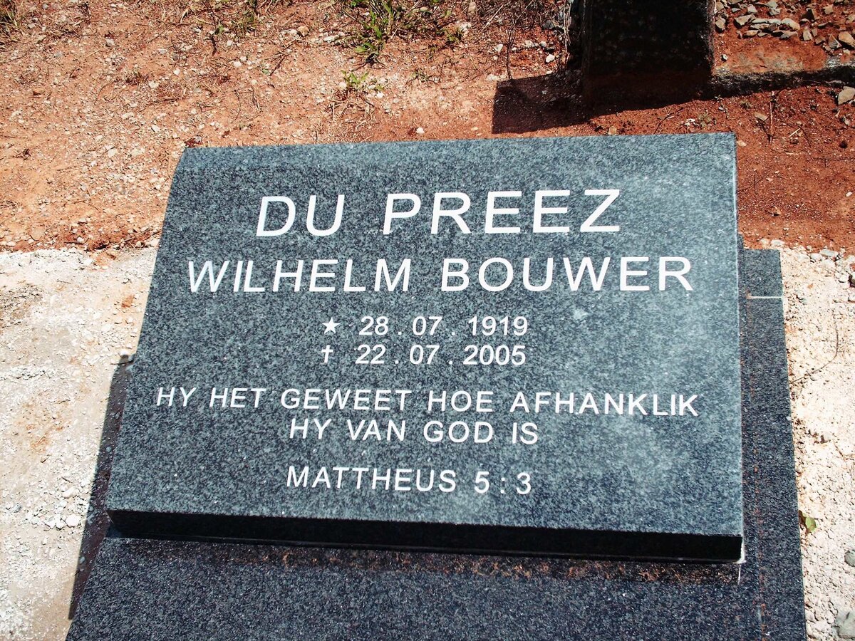 PREEZ Wilhelm Bouwer, du 1919-2005