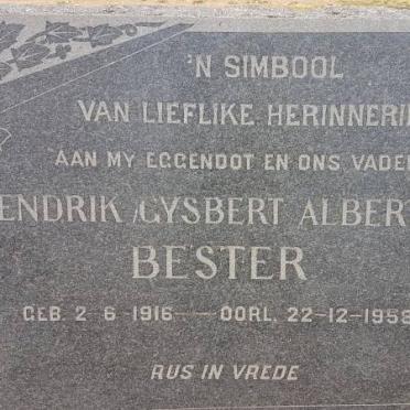 BESTER Hendrik Gysbert Albertus 1916-1958