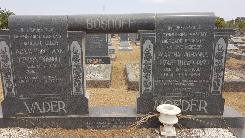 BOSHOFF Adam Christiaan Hendrik 1891- &amp; Martha Johanna Elizabeth NIENABER 1888-1956