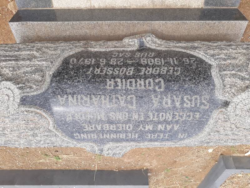 CORDIER Susara Catharina nee BOSSERT 1909-1970