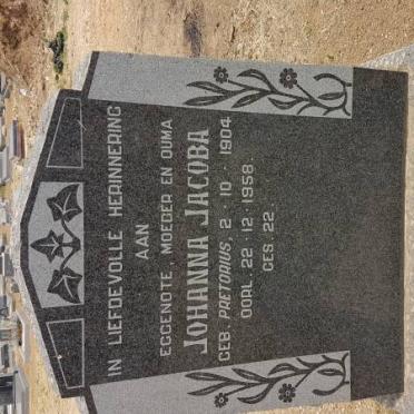 ERASMUS Johanna Jacoba nee PRETORIUS 1904-1958