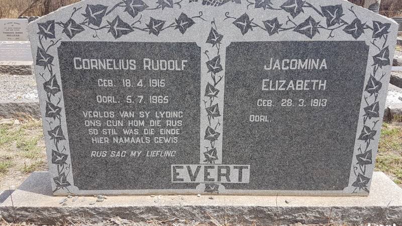 EVERT Cornelius Rudolf 1915-1965 &amp; Jacomina Elizabeth 1913-