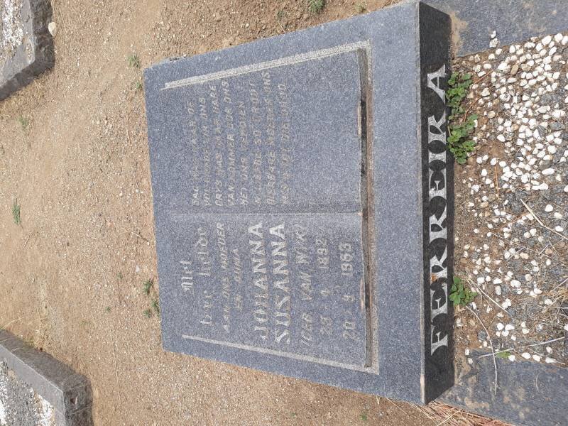 FERREIRA Johanna Susanna nee VAN WYK 18?2-1963