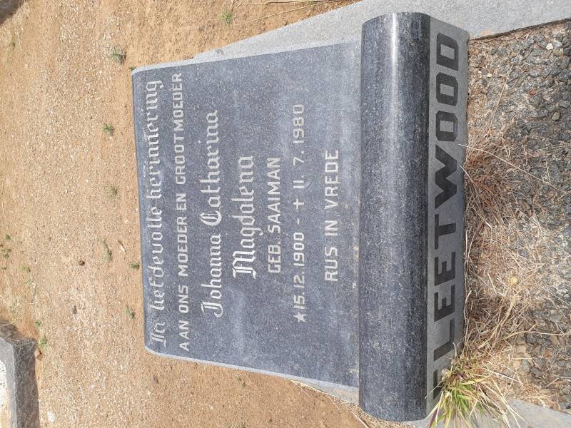 FLEETWOOD Johanna Catharina Magdalena nee SAAIMAN 1900-1980