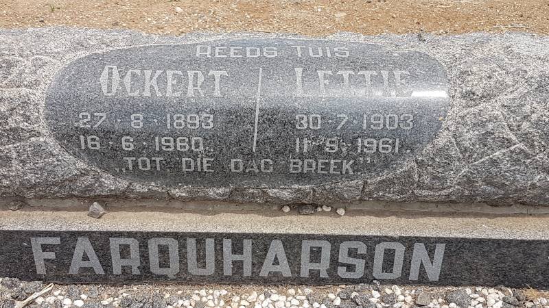 FARQUHARSON Ockert 1893-1960 &amp; Lettie 1903-1961