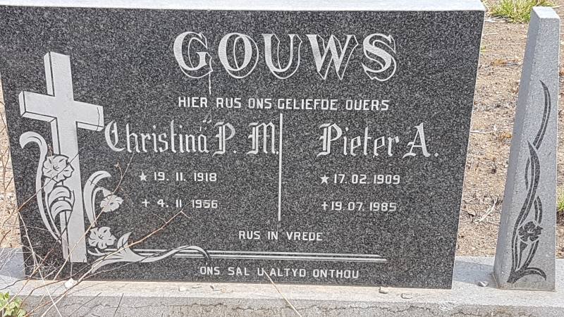 GOUWS Pieter A. 1909-1985 &amp; Christina P.M. 1918-19?6