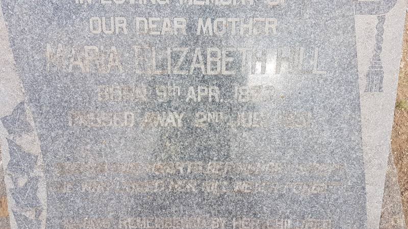 HILL Maria Elizabeth 1873-