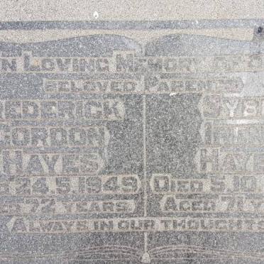 HAYES Frederick Gordon -1949 &amp; Sybil Irene -1950