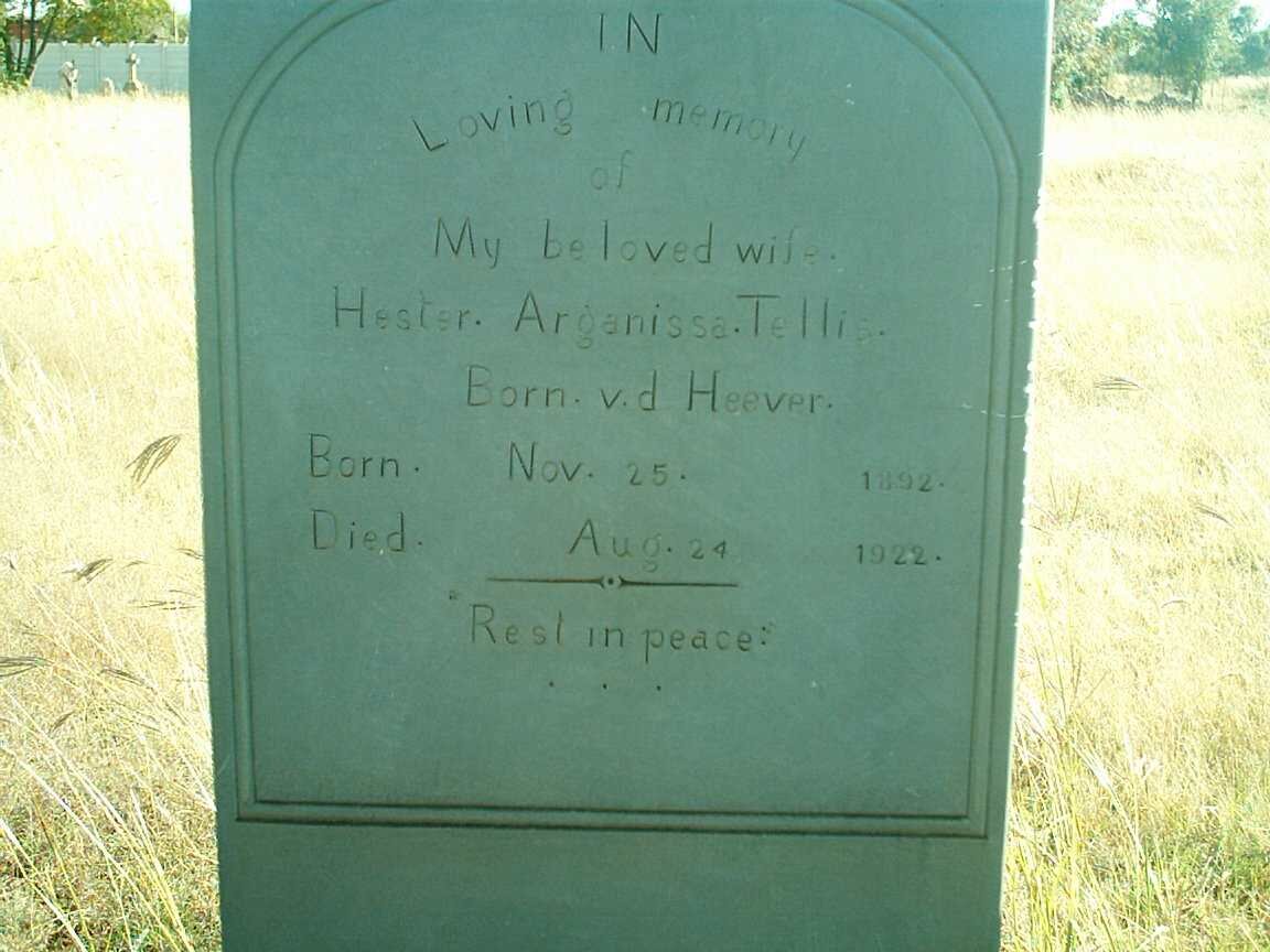 HEEVER Hester Arganissa Tellis, v.d. 1892-1922