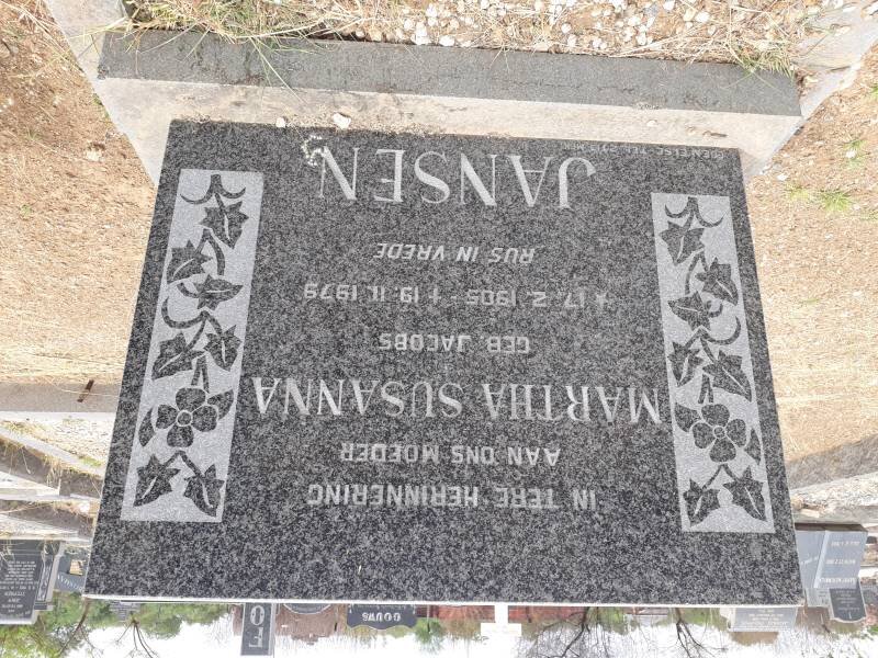 JANSEN Martha Susanna nee JACOBS 1905-1979