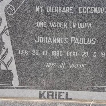 KRIEL Johannes Paulus 1886-1972