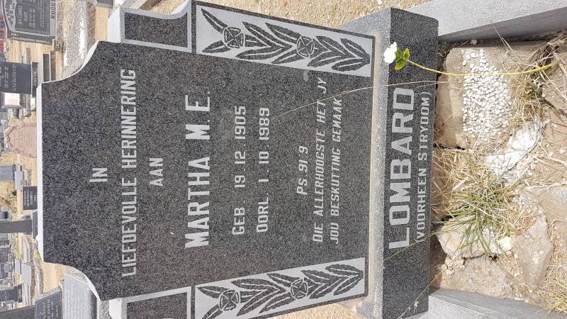 LOMBARD Martha M.E. voorheen STRYDOM 1905-1989
