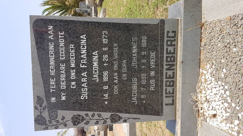 LIEBENBERG Jacobus Johannes 1899-1980 &amp; Susara Francina Jacomina 1896-1973
