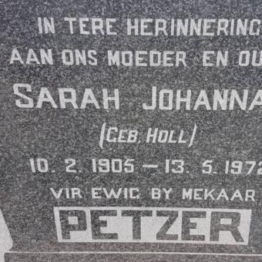 PETZER Sarah Johanna nee HOLL 1905-1972