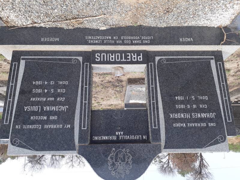 PRETORIUS Johannes Hendrik 1905-1984 &amp; Jacomina Louisa VAN NIEKERK 1905-1964