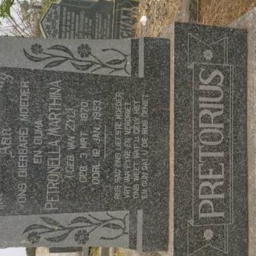 PRETORIUS Petronella Marthina nee VAN ZYL 1870-1953