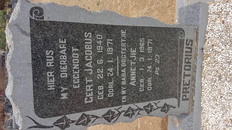 PRETORIUS Gert Jacobus 1940-1971 :: PRETORIUS Annetjie 1965-1971