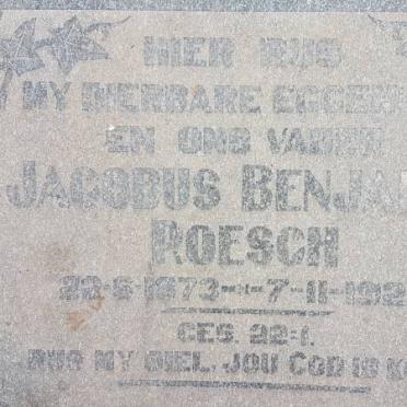 ROESCH Jacobus Benjamin 1873-1923