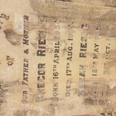 RIESLE Gregor 1856-1915 &amp; Sarah 1862-1917