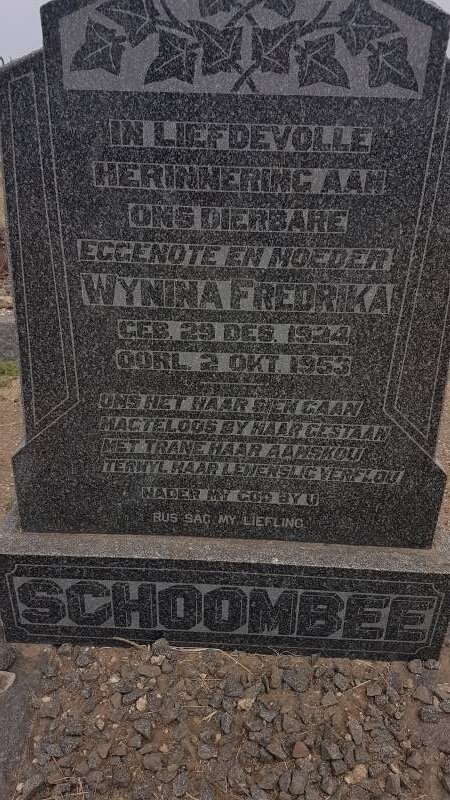 SCHOOMBEE Wynina Fredrika 1924-1953