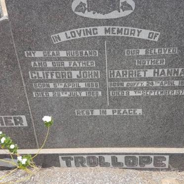 TROLLOPE Clifford John 1888-1960 &amp; Harriet Hannah DUFFY 1889-1976