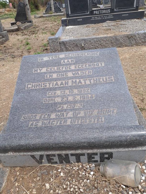 VENTER Christiaan Mattheus 1892-1964