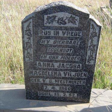 VILJOEN  Anna Jacoba Magdalena nee V.D. WESTHUIZEN 1880-1952
