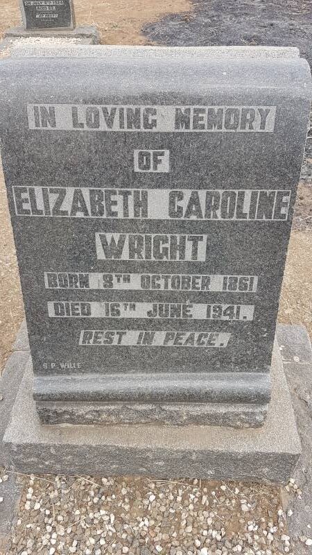 WRIGHT Elizabeth Caroline 1861-1941