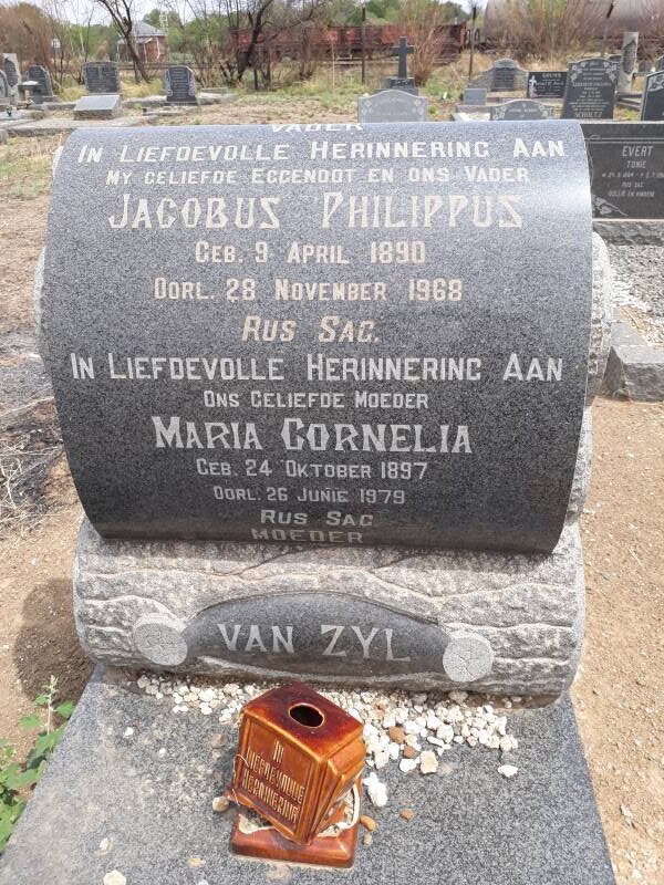 ZYL Jacobus Philippus, van 1890-1968 &amp; Maria Cornelia 1897-1979
