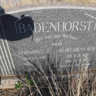 BADENHORST Hermanus J. 1901- &amp; Wilhelmina H.M.J. 1892-1985
