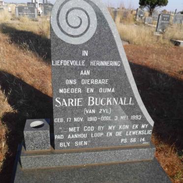 BUCKNALL Sarie nee VAN ZYL 1910-1993