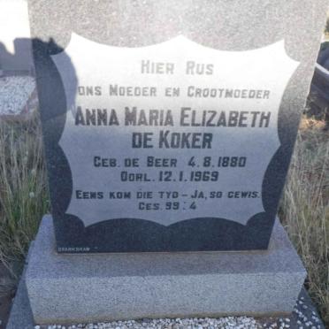 KOKER Anna Maria Elizabeth, de nee DE BEER 1880-1969