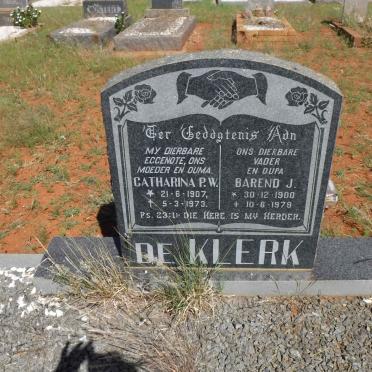 KLERK Barend J., de 1900-1979 &amp; Catharina P.W. 1907-1973 :: DE KLERK Petrus Johannes 1945-2009